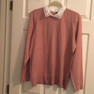 Blush lace collar sweater